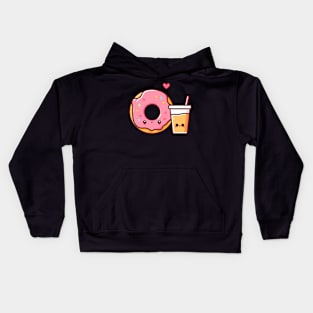 Cute Kawaii Donut and Mango Milkshake | Food Design for Kawaii Lovers Kids Hoodie